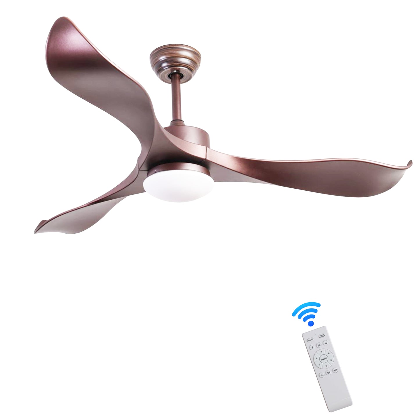 52 inch Ceiling Fans with Lights, 3 ABS Fan Blades, Classical Style Fan with Remote Control, Noiseless Reversible DC Motor for Patio/Bedroom