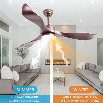 52 inch Ceiling Fans with Lights, 3 ABS Fan Blades, Classical Style Fan with Remote Control, Noiseless Reversible DC Motor for Patio/Bedroom