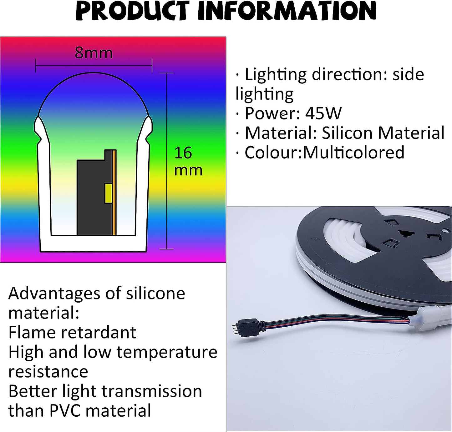 RGB Neon Strip Light 12V 3M/5M Waterproof